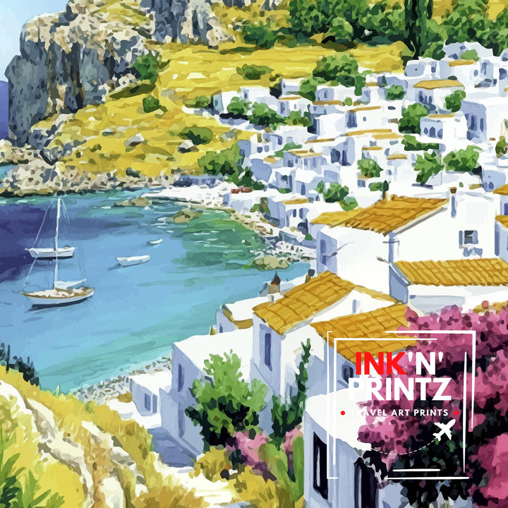 Lindos Greece Travel Poster