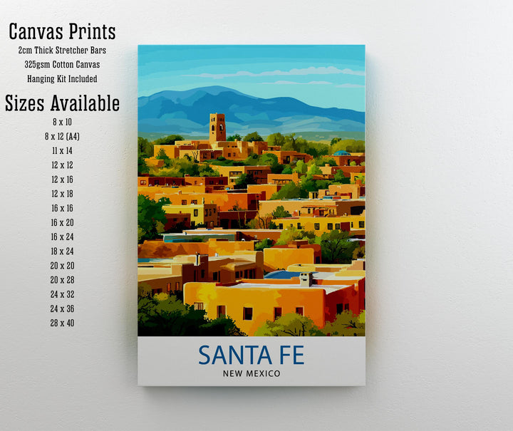 Santa Fe New Mexico Travel Print Wall Decor Wall Art Santa Fe Landscape Wall Hanging Home Décor Southwestern Gift Art Lovers Cultural