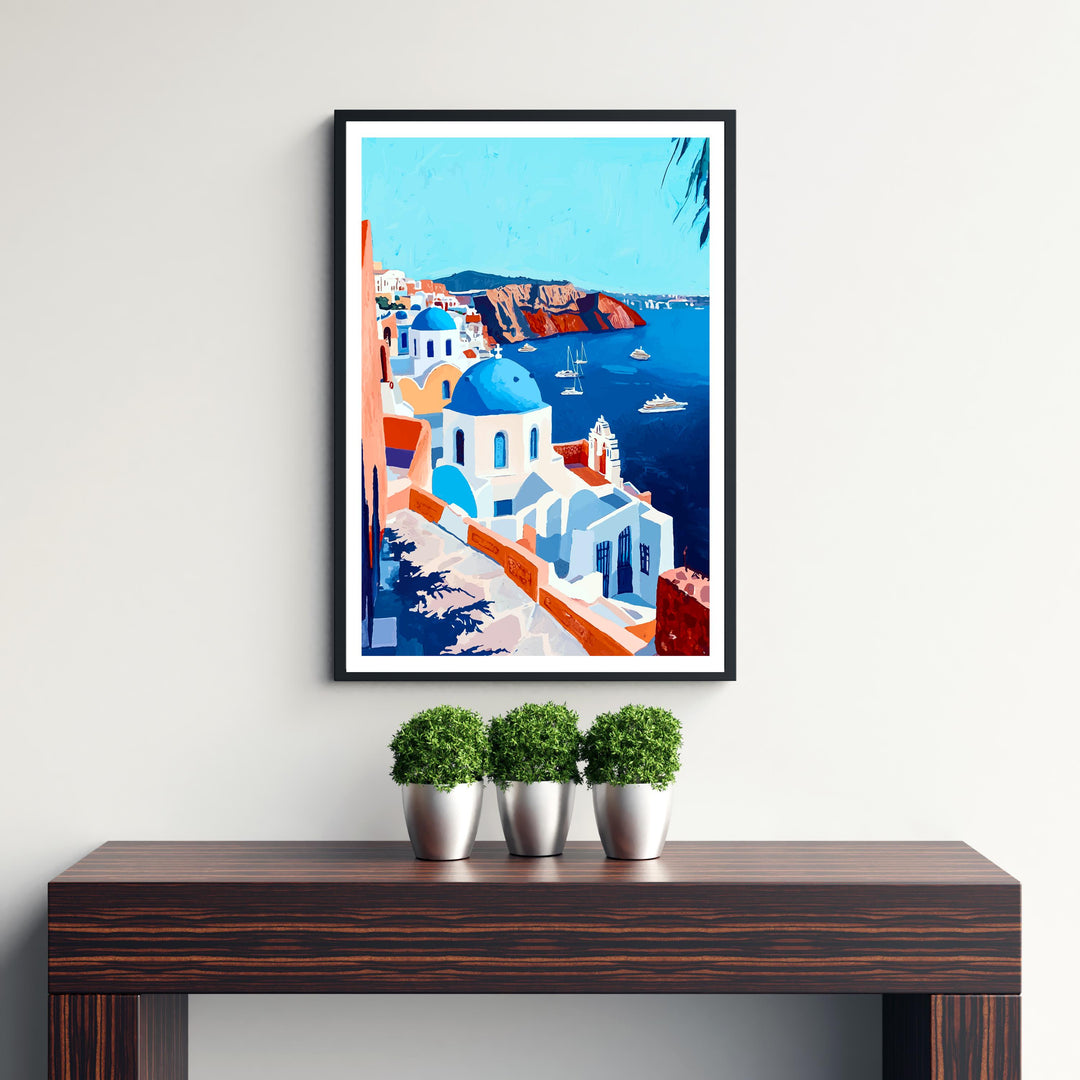 Santorini Greece Travel Print Wall Decor Wall Art Santorini Landscape Wall Hanging Home Décor Greek Island Gift Art Lovers Scenic Print