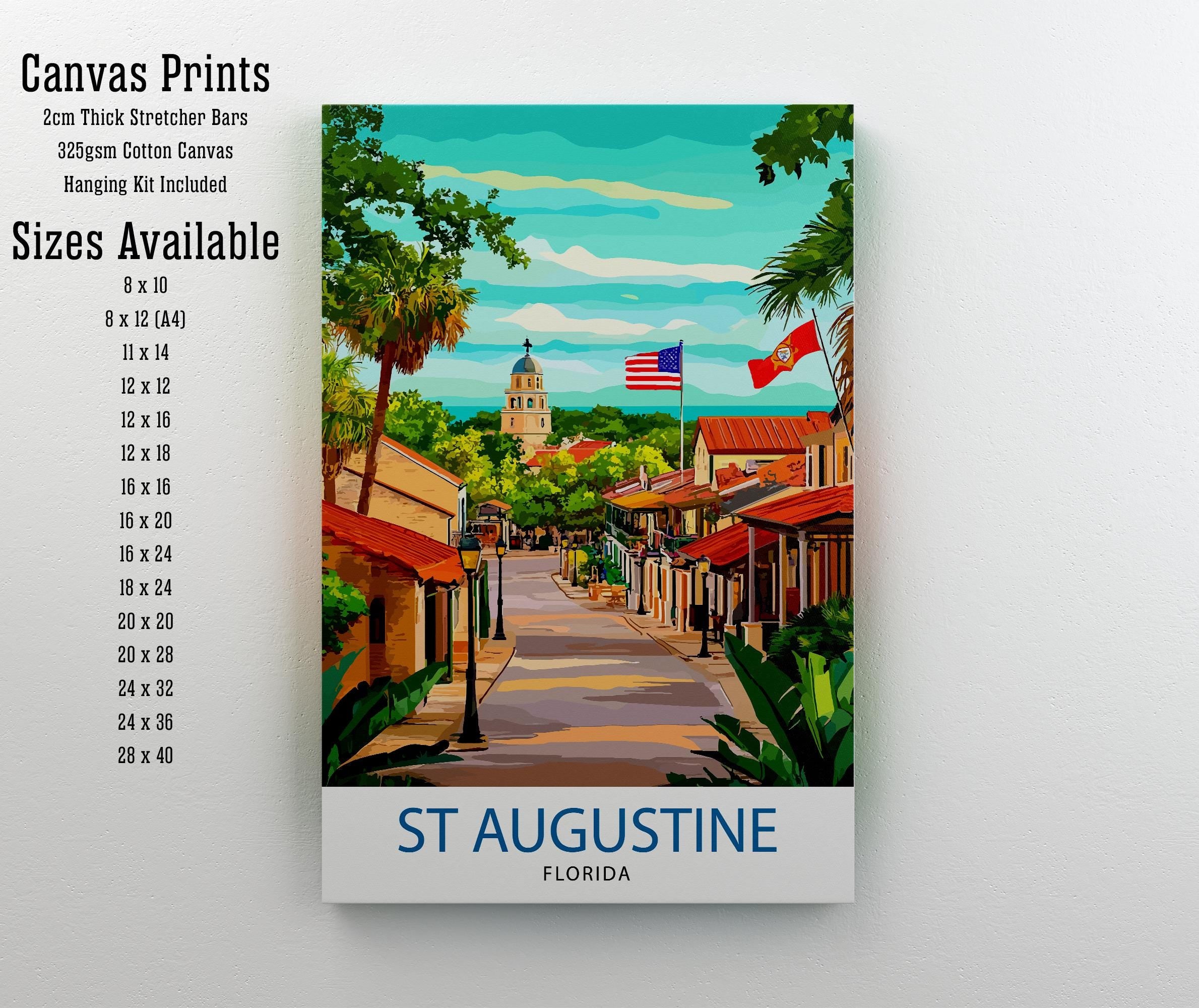 St. Augustine Florida Travel Print Wall Decor Wall Art St. Augustine Landscape Wall Hanging Home Décor Historic City Gift Art Lovers Coastal