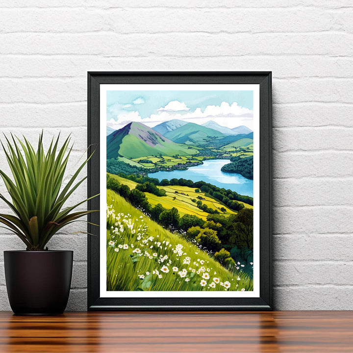 Cat Bells Lake District Travel Poster