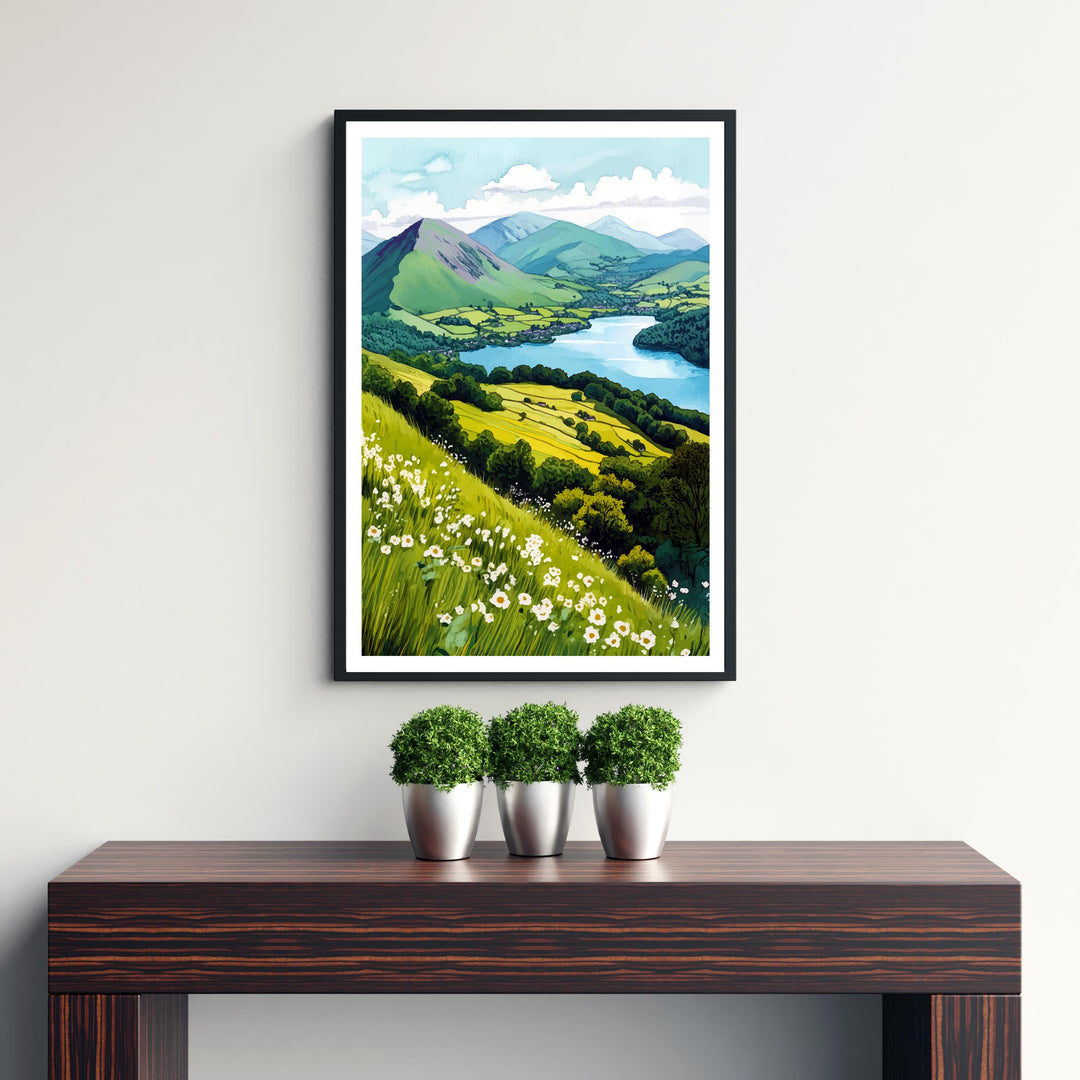 Cat Bells Lake District Travel Poster