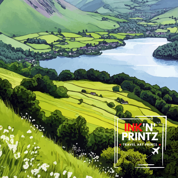 Cat Bells Lake District Travel Poster