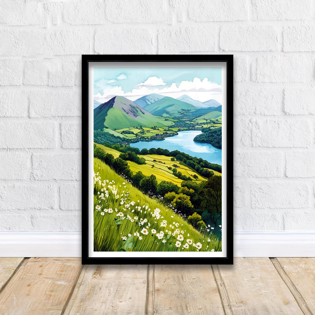 Cat Bells Lake District Travel Poster