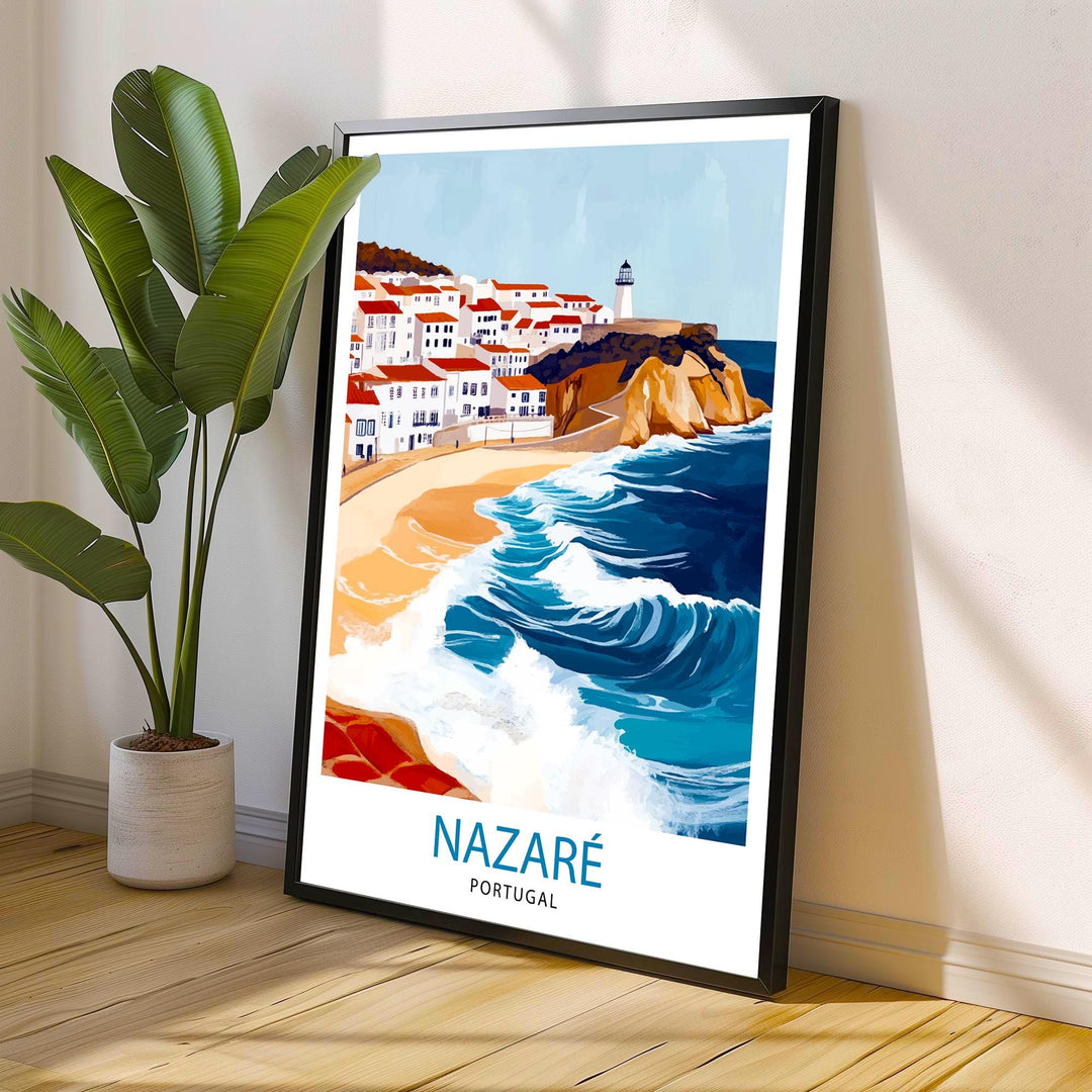 Nazare Portugal Travel Print Wall Decor Wall Art Nazare Landscape Wall Hanging Home Décor Portuguese Coastal Gift Art Lovers Scenic Print