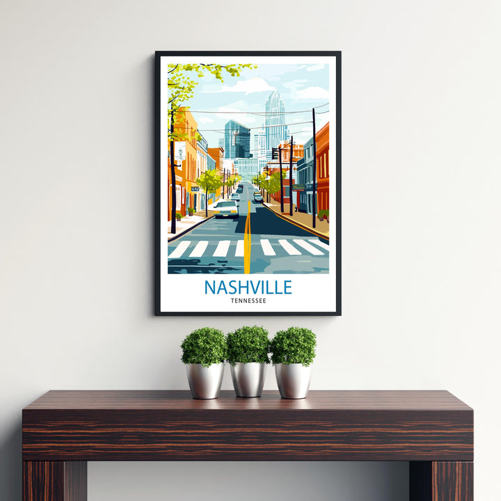 Nashville Tennessee Travel Print Wall Decor Wall Art Nashville Skyline Wall Hanging Home Décor Music City Gift Art Lovers Scenic Print