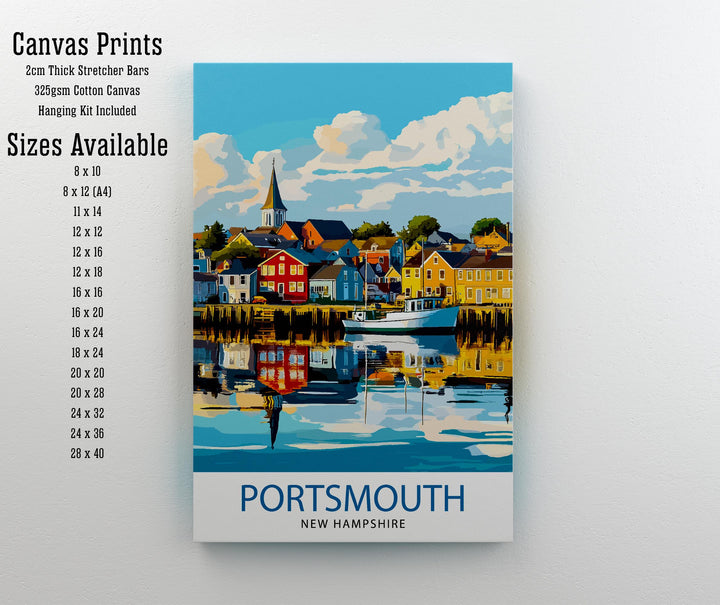 Portsmouth New Hampshire Travel Print Wall Decor Wall Art Portsmouth Landscape Wall Hanging Home Décor Coastal City Gift Art Lovers Scenic