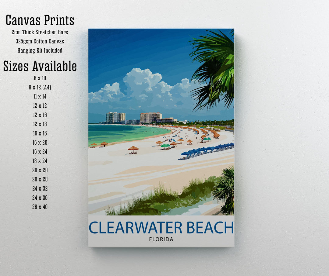 Clearwater Beach Florida Travel Print Wall Decor Wall Art Clearwater Landscape Wall Hanging Home Décor Coastal Gift Art Lovers Beach Print