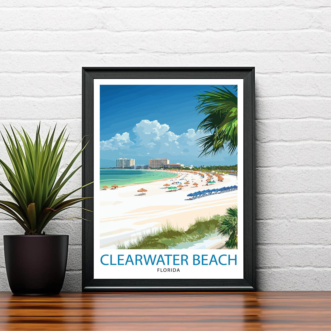 Clearwater Beach Florida Travel Print Wall Decor Wall Art Clearwater Landscape Wall Hanging Home Décor Coastal Gift Art Lovers Beach Print