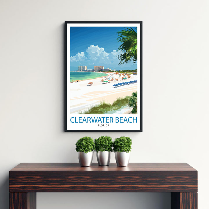 Clearwater Beach Florida Travel Print Wall Decor Wall Art Clearwater Landscape Wall Hanging Home Décor Coastal Gift Art Lovers Beach Print