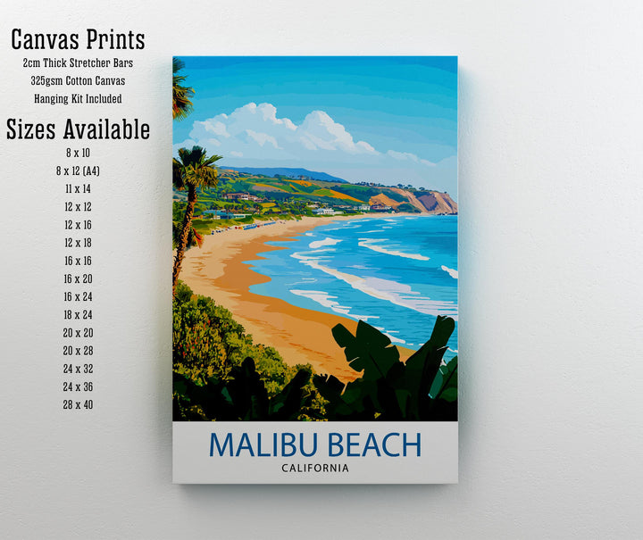 Malibu California Travel Print Wall Decor Wall Art Malibu Landscape Wall Hanging Home Décor Coastal Gift Art Lovers Beach Print