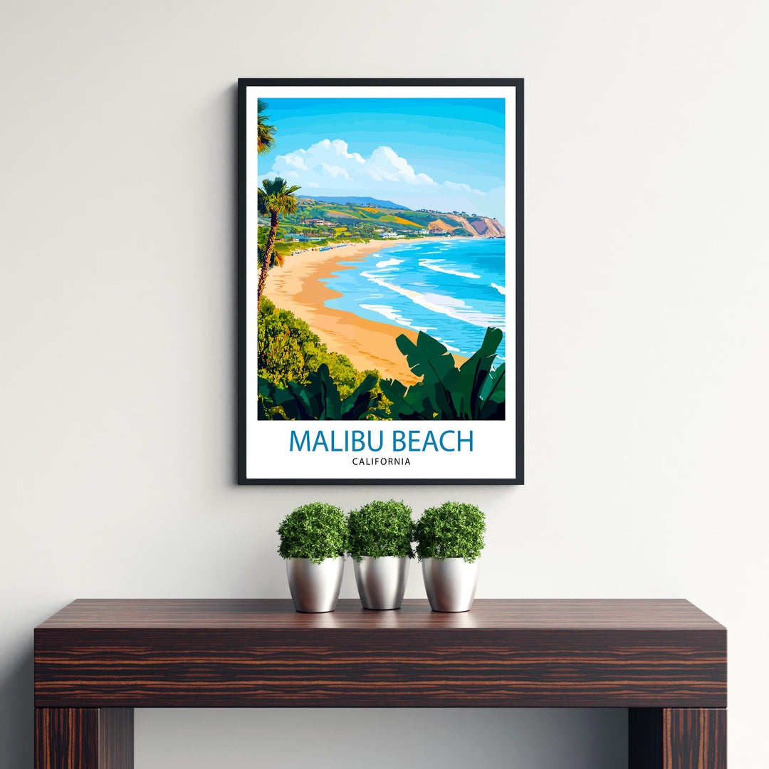 Malibu California Travel Print Wall Decor Wall Art Malibu Landscape Wall Hanging Home Décor Coastal Gift Art Lovers Beach Print