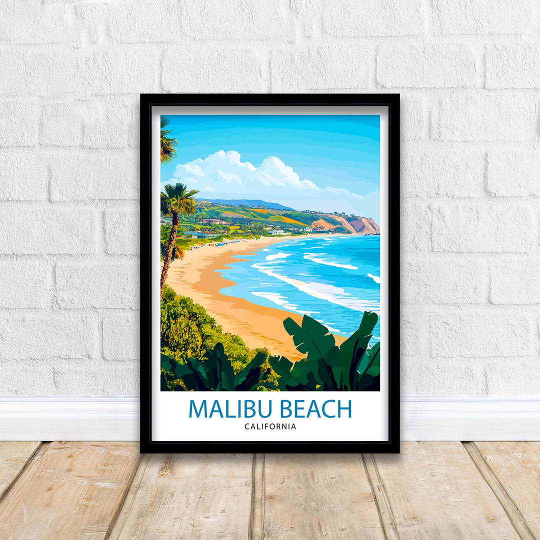 Malibu California Travel Print Wall Decor Wall Art Malibu Landscape Wall Hanging Home Décor Coastal Gift Art Lovers Beach Print