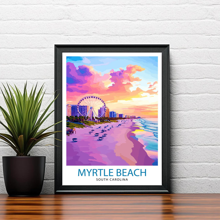 Myrtle Beach South Carolina Travel Print Wall Decor Wall Art Myrtle Beach Landscape Wall Hanging Home Décor Coastal Gift Art Lovers Beach