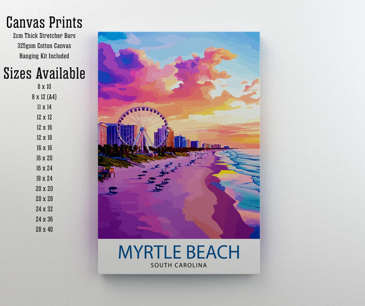 Myrtle Beach South Carolina Travel Print Wall Decor Wall Art Myrtle Beach Landscape Wall Hanging Home Décor Coastal Gift Art Lovers Beach