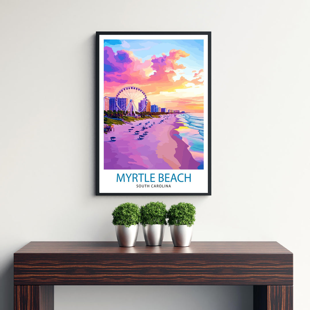 Myrtle Beach South Carolina Travel Print Wall Decor Wall Art Myrtle Beach Landscape Wall Hanging Home Décor Coastal Gift Art Lovers Beach