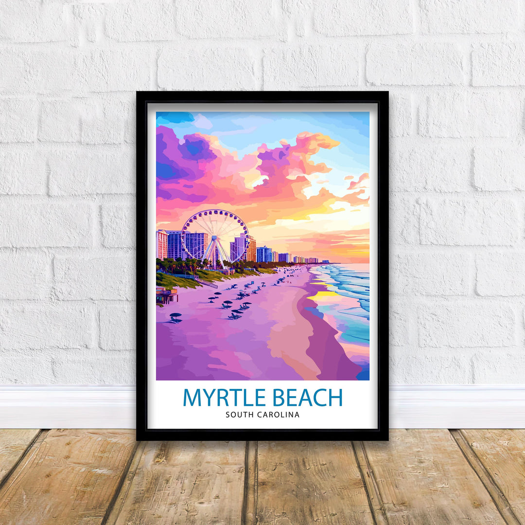 Myrtle Beach South Carolina Travel Print Wall Decor Wall Art Myrtle Beach Landscape Wall Hanging Home Décor Coastal Gift Art Lovers Beach