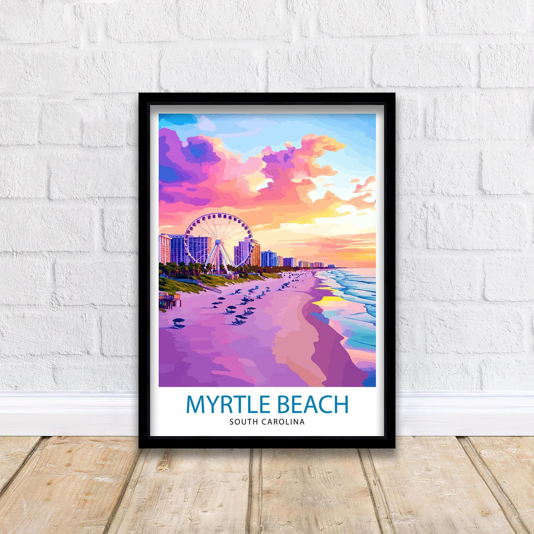 Myrtle Beach South Carolina Travel Print Wall Decor Wall Art Myrtle Beach Landscape Wall Hanging Home Décor Coastal Gift Art Lovers Beach