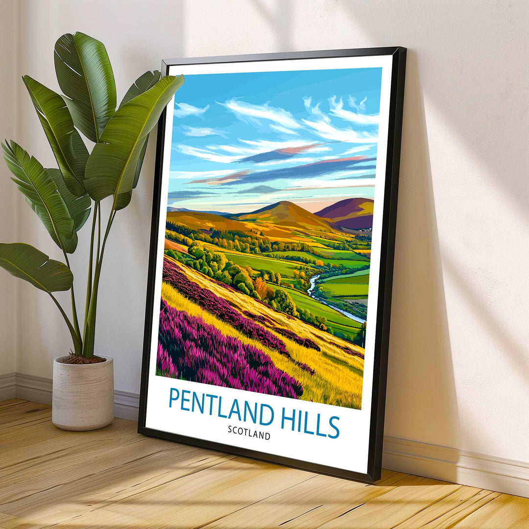 Pentland Hills Scotland Travel Poster