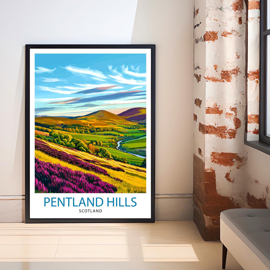 Pentland Hills Scotland Travel Poster