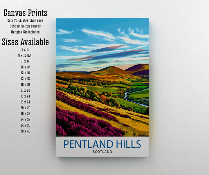 Pentland Hills Scotland Travel Poster