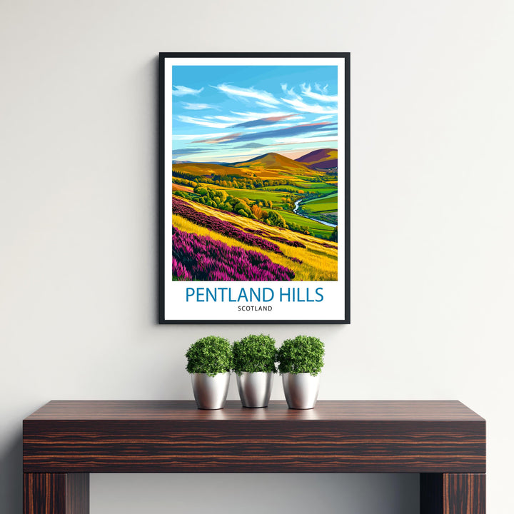 Pentland Hills Scotland Travel Poster