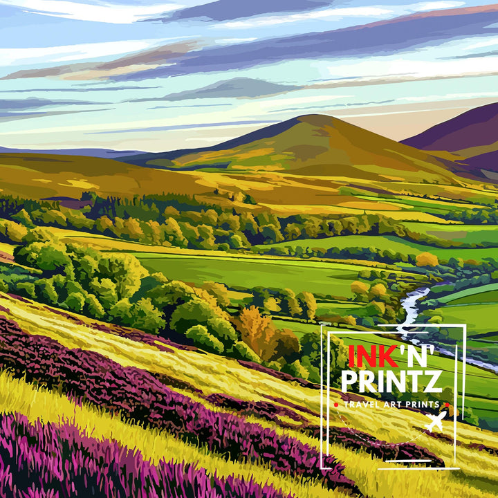 Pentland Hills Scotland Travel Poster