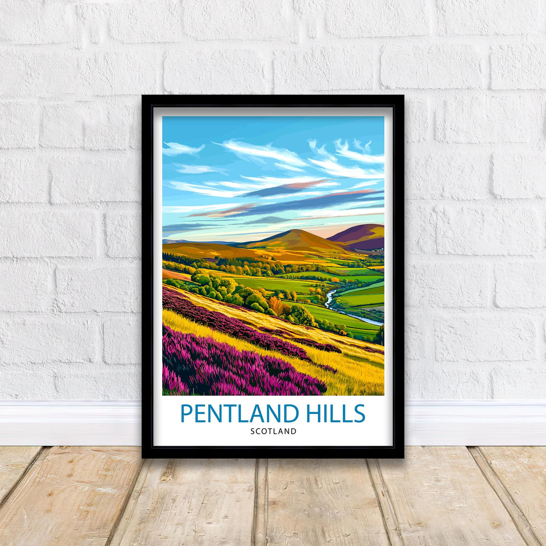 Pentland Hills Scotland Travel Poster