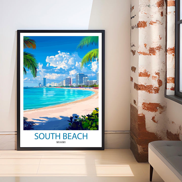 South Beach Florida Travel Print Wall Decor Wall Art South Beach Landscape Wall Hanging Home Décor Coastal Gift Art Lovers Beach Print