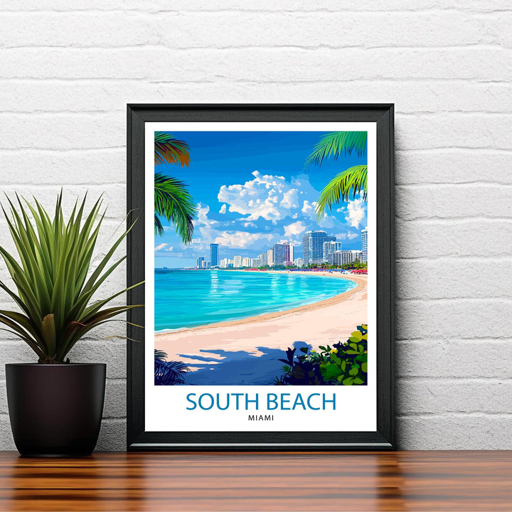 South Beach Florida Travel Print Wall Decor Wall Art South Beach Landscape Wall Hanging Home Décor Coastal Gift Art Lovers Beach Print