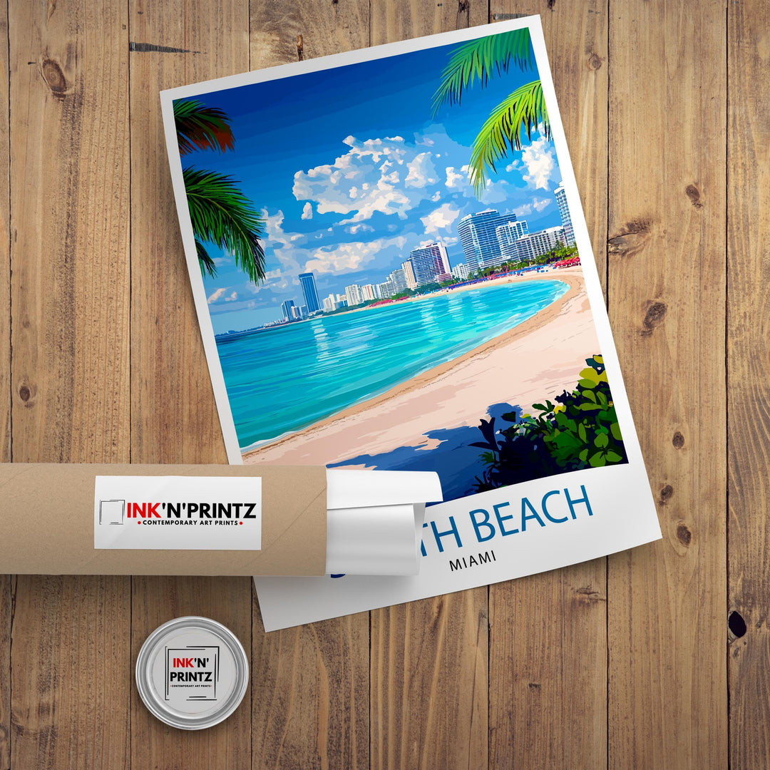 South Beach Florida Travel Print Wall Decor Wall Art South Beach Landscape Wall Hanging Home Décor Coastal Gift Art Lovers Beach Print