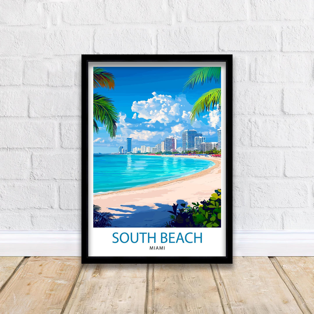 South Beach Florida Travel Print Wall Decor Wall Art South Beach Landscape Wall Hanging Home Décor Coastal Gift Art Lovers Beach Print