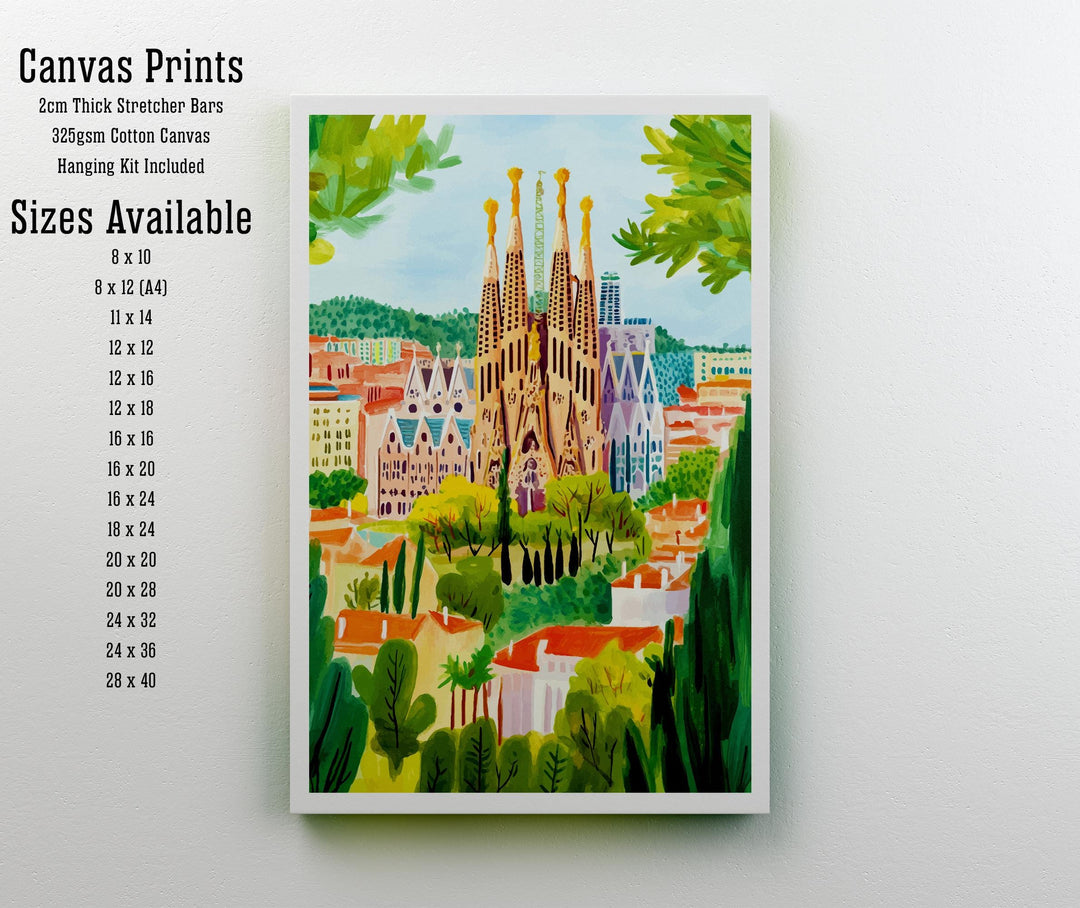 Barcelona Spain Travel Print Wall Decor Wall Art Barcelona Landscape Wall Hanging Home Décor Catalonia Gift Art Lovers Architectural Print