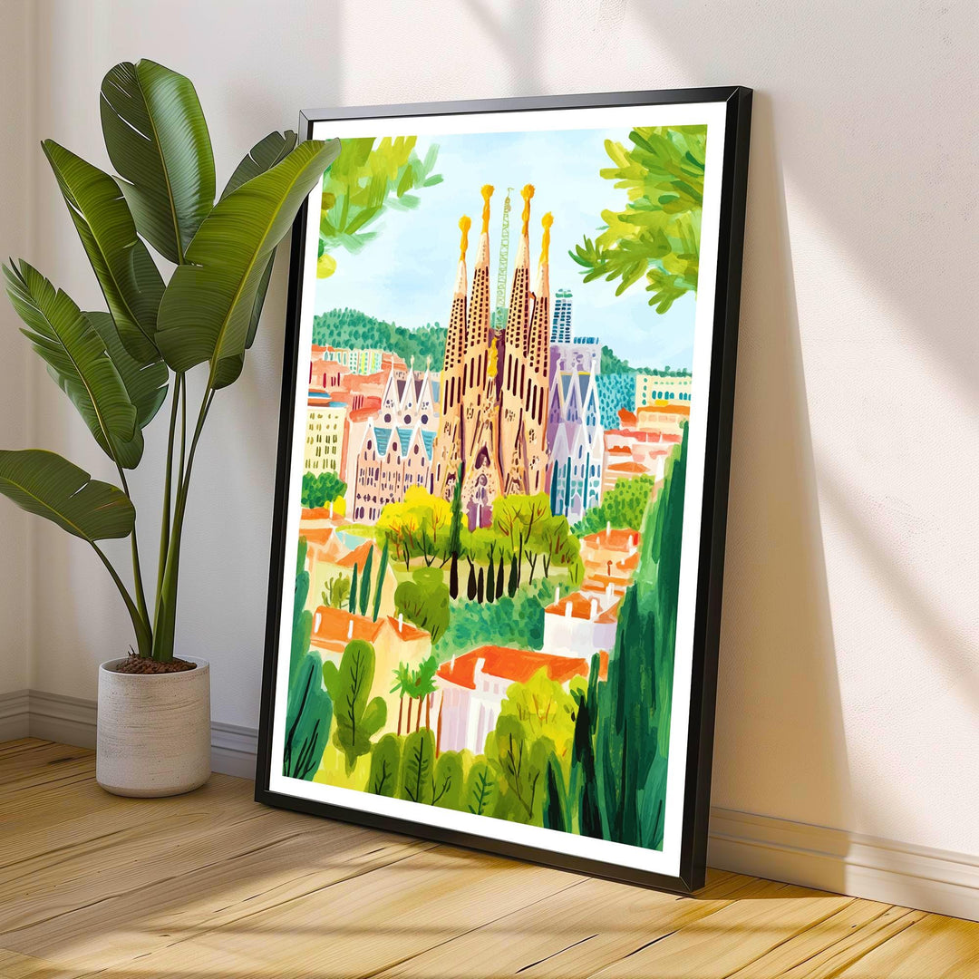 Barcelona Spain Travel Print Wall Decor Wall Art Barcelona Landscape Wall Hanging Home Décor Catalonia Gift Art Lovers Architectural Print