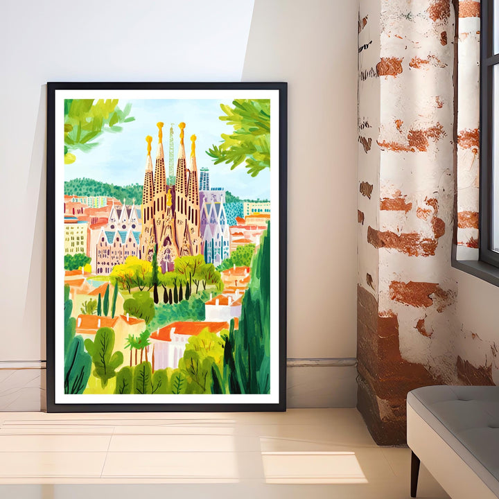 Barcelona Spain Travel Print Wall Decor Wall Art Barcelona Landscape Wall Hanging Home Décor Catalonia Gift Art Lovers Architectural Print