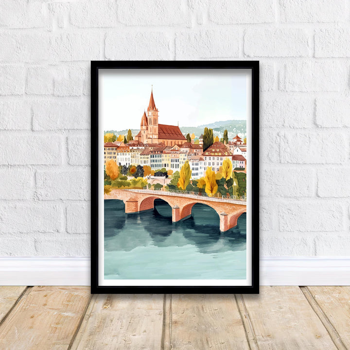 Basel Switzerland Travel Print Wall Decor Wall Art Basel Landscape Wall Hanging Home Décor Swiss City Gift Art Lovers Scenic Print