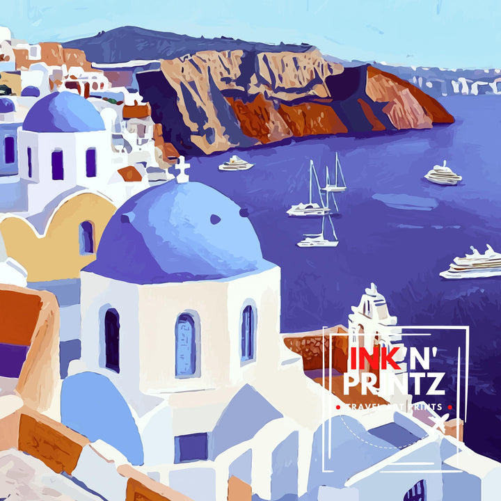 Santorini Greece Travel Print Wall Decor Wall Art Santorini Landscape Wall Hanging Home Décor Greek Island Gift Art Lovers Scenic Print