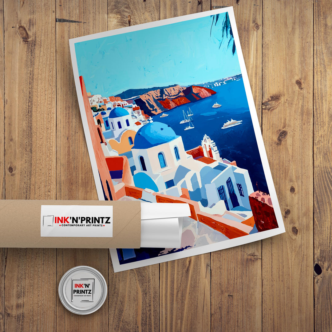 Santorini Greece Travel Poster