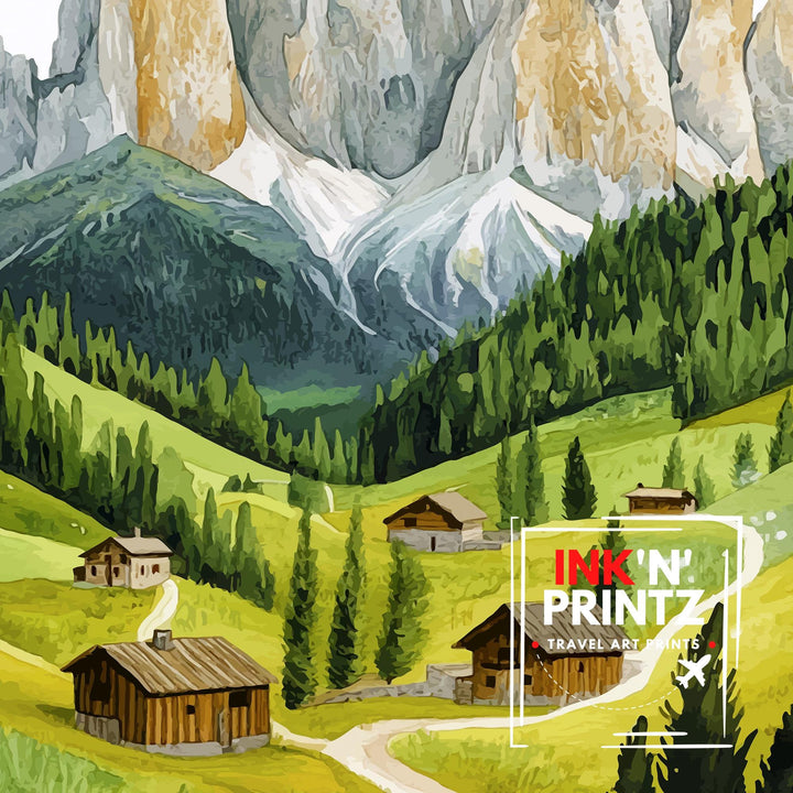 Dolomites Italy Travel Poster