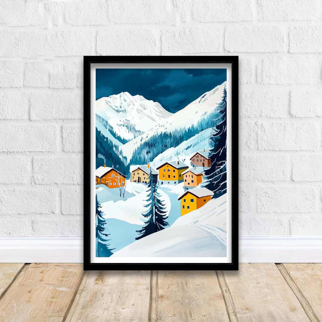 Lech Zurs Austria Travel Print Wall Decor Wall Art Lech Zurs Landscape Wall Hanging Home Décor Alpine Village Gift Art Lovers Scenic Print