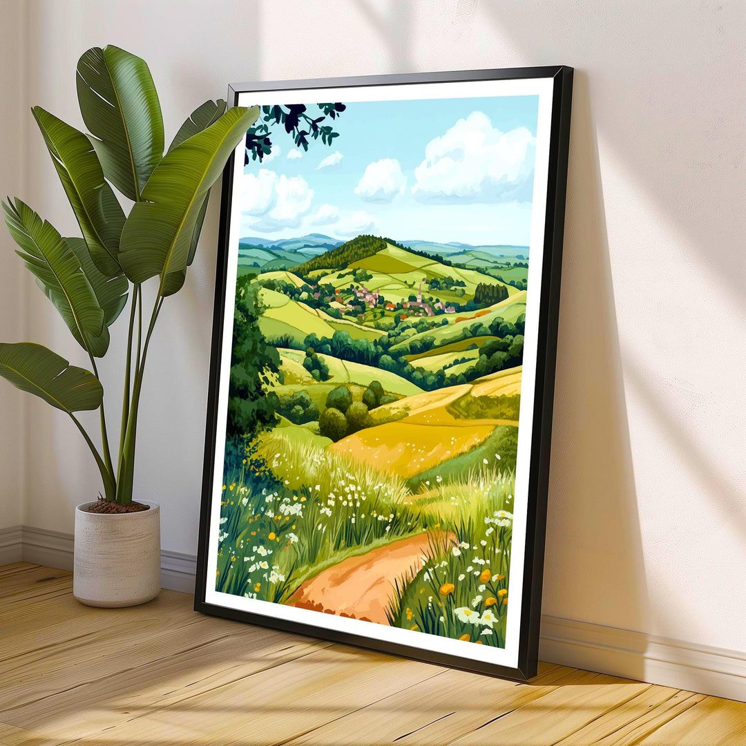 Malvern Hills Travel Print Wall Decor Wall Art Malvern Hills Landscape Wall Hanging Home Décor English Countryside Gift Art Lovers Scenic