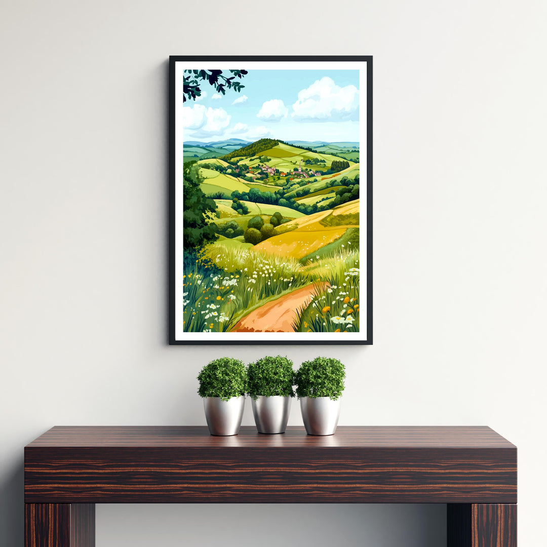 Malvern Hills Travel Print Wall Decor Wall Art Malvern Hills Landscape Wall Hanging Home Décor English Countryside Gift Art Lovers Scenic