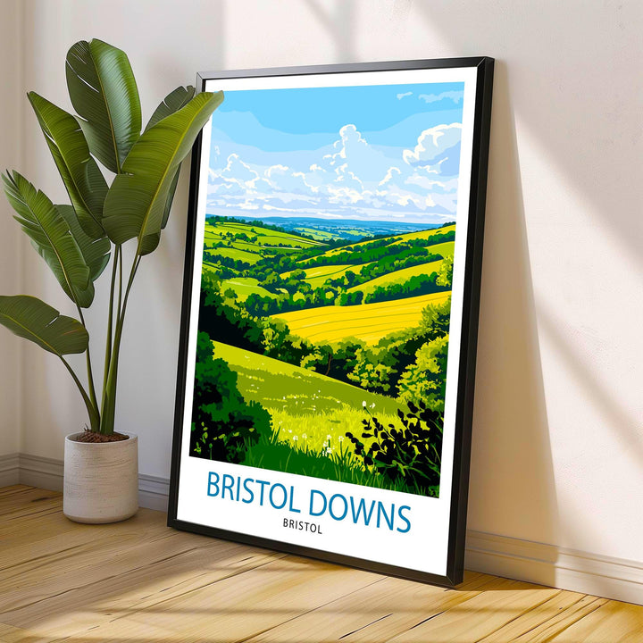 Bristol Downs Travel Print Wall Decor Wall Art Bristol Landscape Wall Hanging Home Décor English Countryside Gift Art Lovers Scenic Print