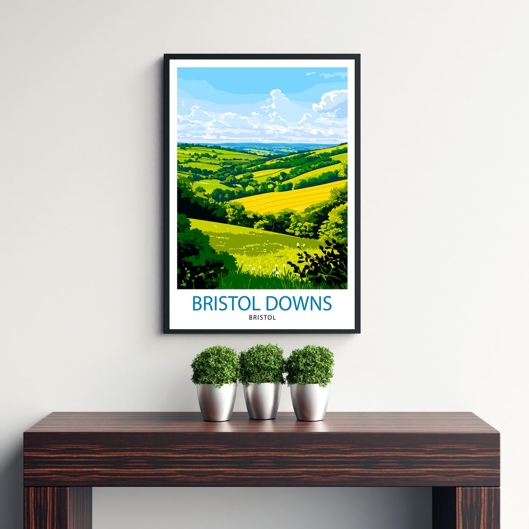 Bristol Downs Travel Print Wall Decor Wall Art Bristol Landscape Wall Hanging Home Décor English Countryside Gift Art Lovers Scenic Print