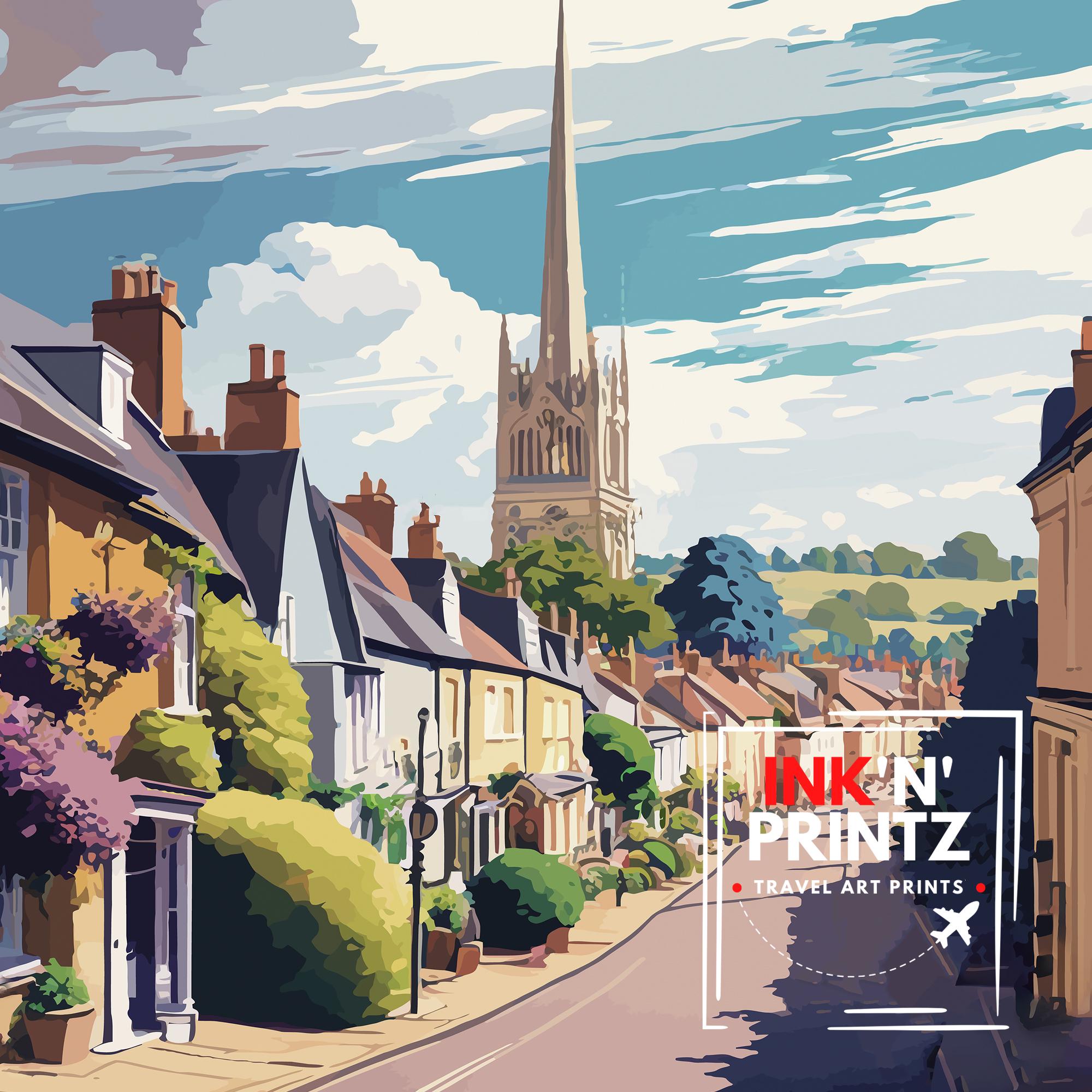 Winchcombe Cotswolds Travel Print, Scenic English Home Decor