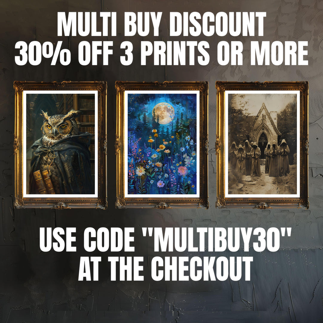 Gothic Study Art Print Dark Academia Wall Art Vintage Library Painting Moody Candlelit Interior Literary Home Decor