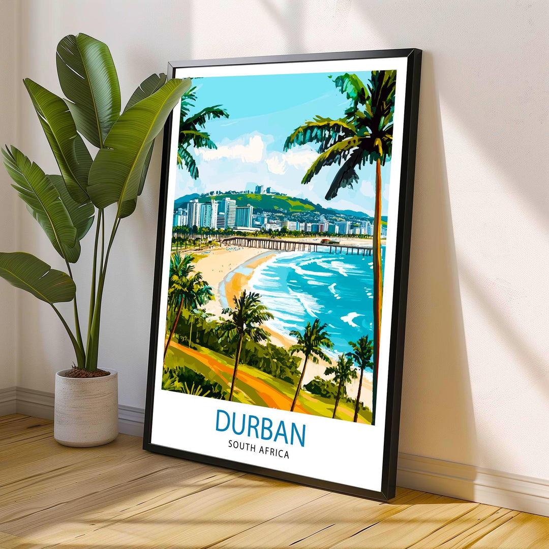 Durban South Africa Travel Print Wall Decor Wall Art Durban Landscape Wall Hanging Home Décor Coastal City Gift Art Lovers Scenic Print