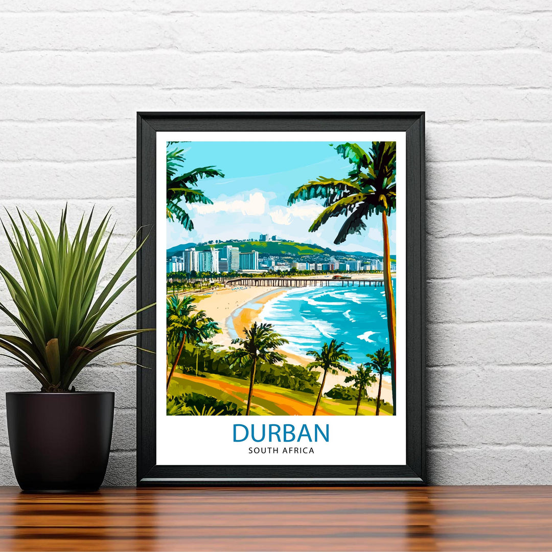 Durban South Africa Travel Print Wall Decor Wall Art Durban Landscape Wall Hanging Home Décor Coastal City Gift Art Lovers Scenic Print