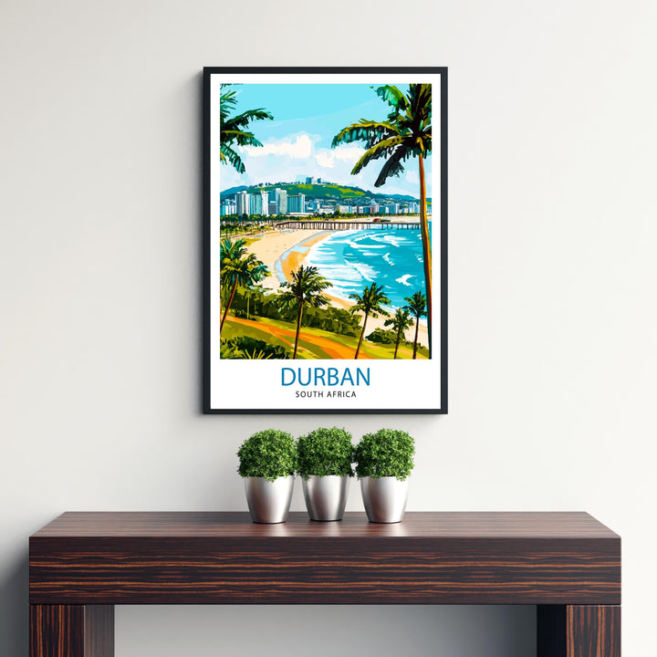 Durban South Africa Travel Print Wall Decor Wall Art Durban Landscape Wall Hanging Home Décor Coastal City Gift Art Lovers Scenic Print