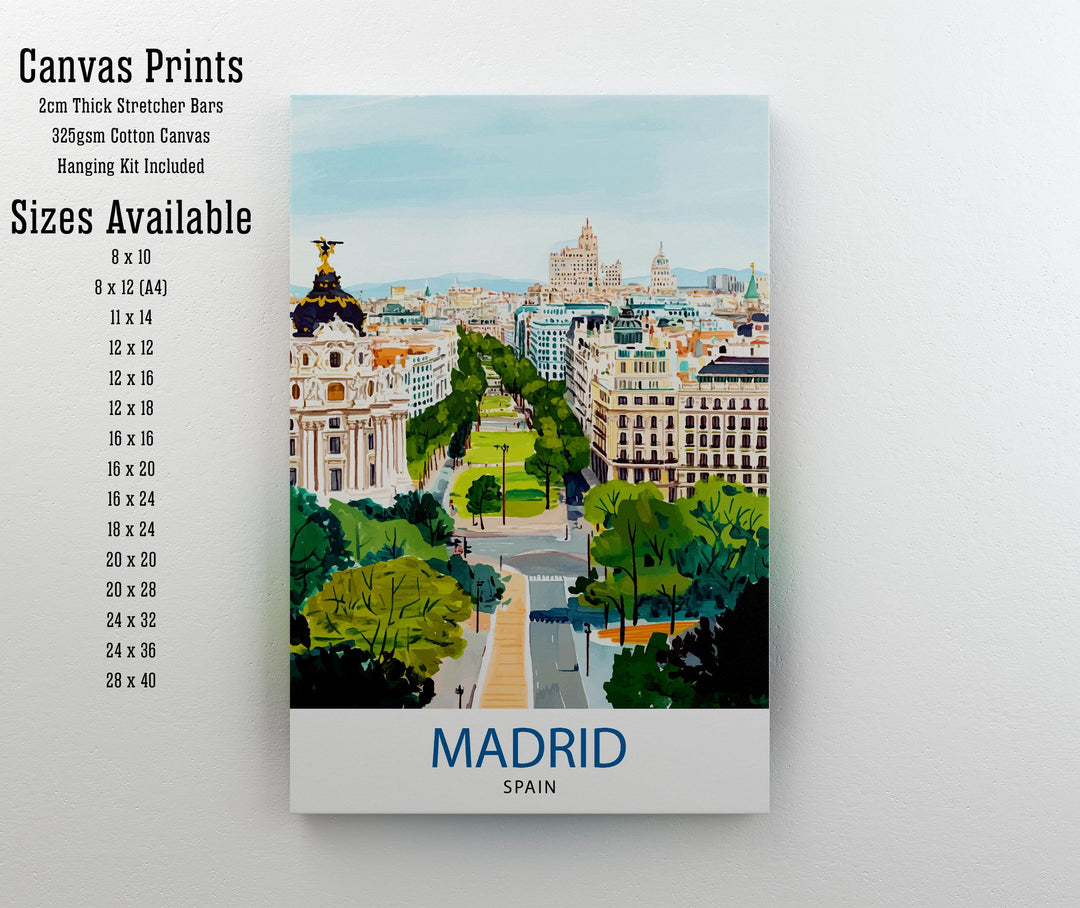 Madrid Spain Travel Print Wall Decor Wall Art Madrid Landscape Wall Hanging Home Décor Spanish City Gift Art Lovers Scenic Print